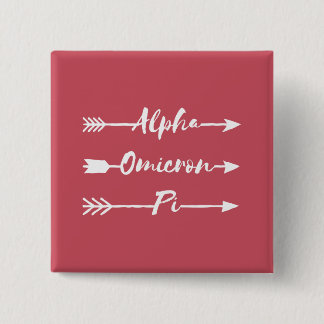 Alpha Omicron Pi Arrow Pinback Button