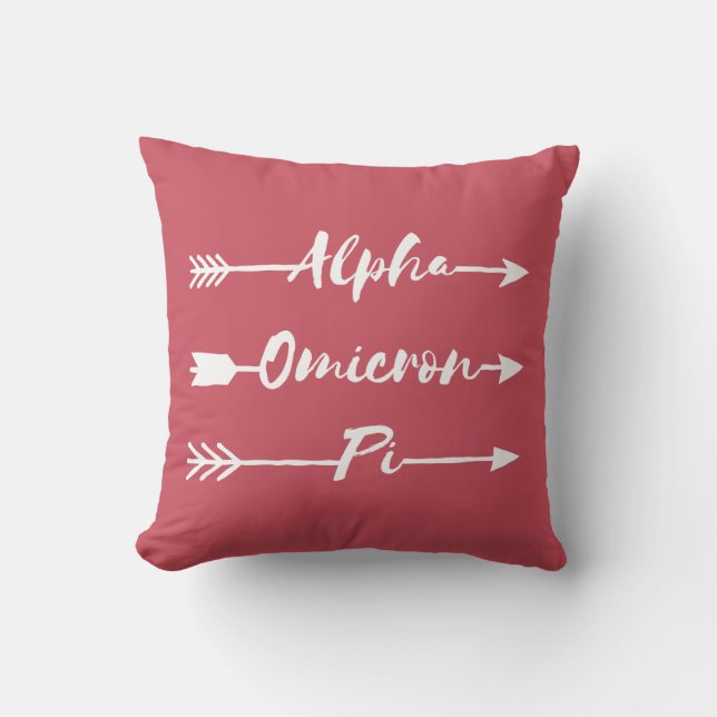 Alpha Omicron Pi Arrow Throw Pillow (Front)