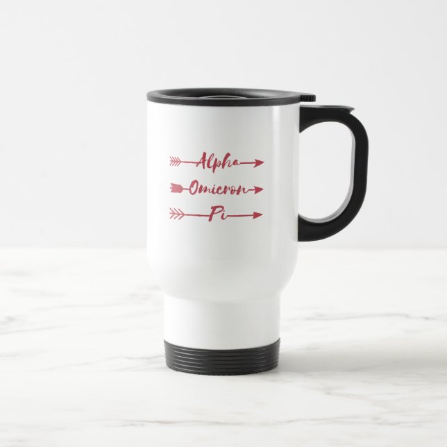 Alpha Omicron Pi Arrow Travel Mug (Right)