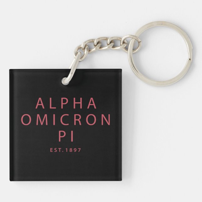 Alpha Omicron Pi Big Script Keychain (Back)