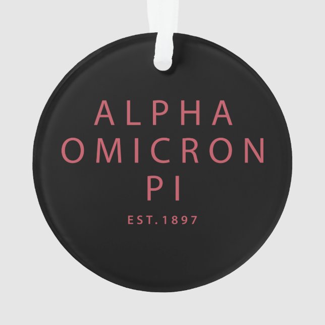 Alpha Omicron Pi Big Script Ornament (Back)