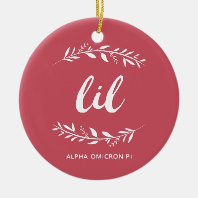 Alpha Omicron Pi Lil Wreath Ceramic Ornament (Front)