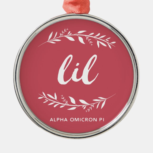 Alpha Omicron Pi Lil Wreath Metal Ornament (Front)