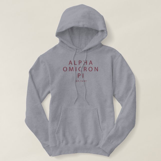 Alpha Omicron Pi Modern Type Hoodie (Design Front)
