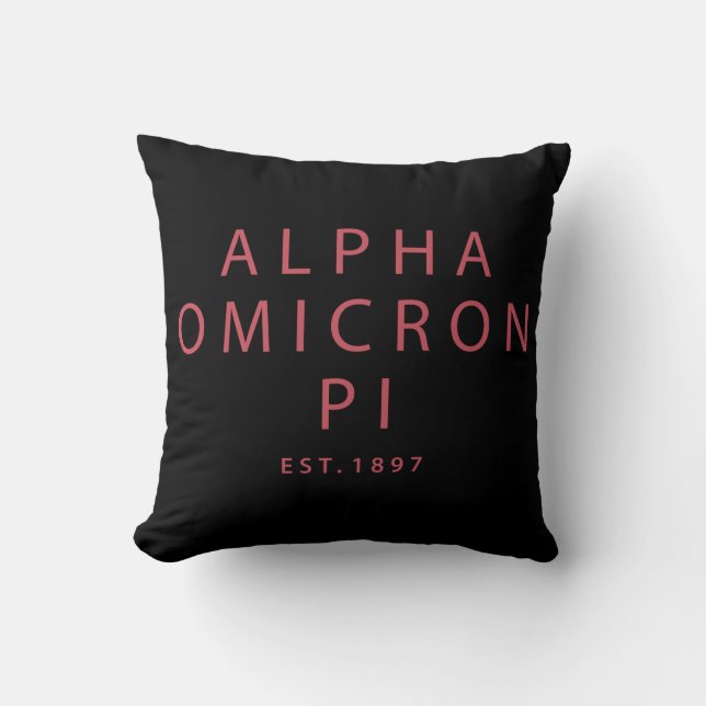 Alpha Omicron Pi Modern Type Throw Pillow (Front)