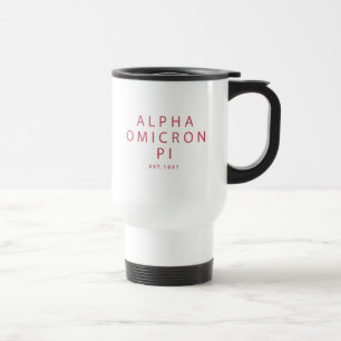 Alpha Omicron Pi Modern Type Travel Mug
