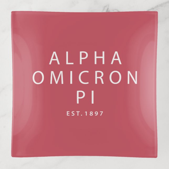Alpha Omicron Pi Modern Type Trinket Tray (Front)