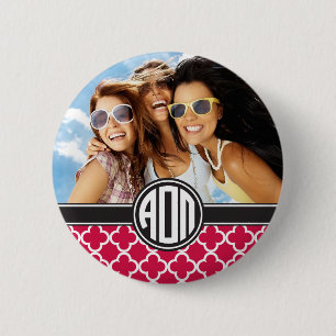 Alpha Omicron Pi   Monogram and Photo Pinback Button