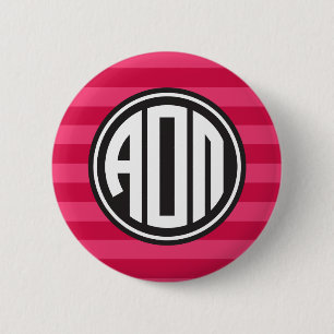 Alpha Omicron Pi   Monogram Stripe Pattern Button