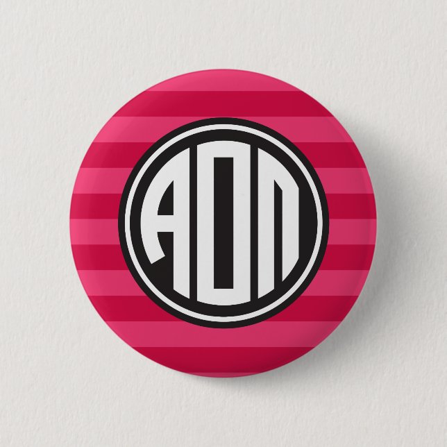 Alpha Omicron Pi | Monogram Stripe Pattern Button (Front)