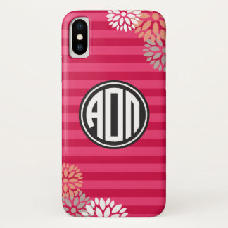 Alpha Omicron Pi | Monogram Stripe Pattern iPhone X Case