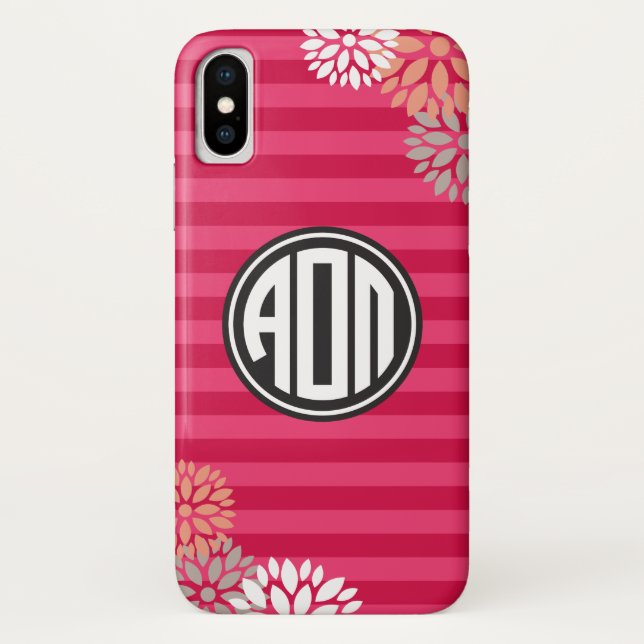 Alpha Omicron Pi | Monogram Stripe Pattern Case-Mate iPhone Case (Back)