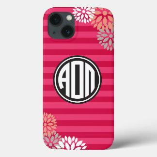 Alpha Omicron Pi | Monogram Stripe Pattern iPhone 13 Case