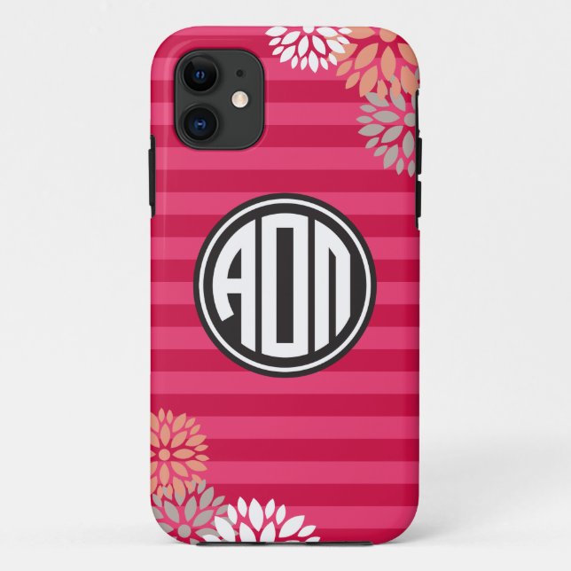 Alpha Omicron Pi | Monogram Stripe Pattern Case-Mate iPhone Case (Back)