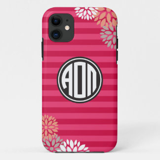 Alpha Omicron Pi | Monogram Stripe Pattern iPhone 11 Case