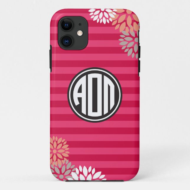 Alpha Omicron Pi | Monogram Stripe Pattern Case-Mate iPhone Case (Back)