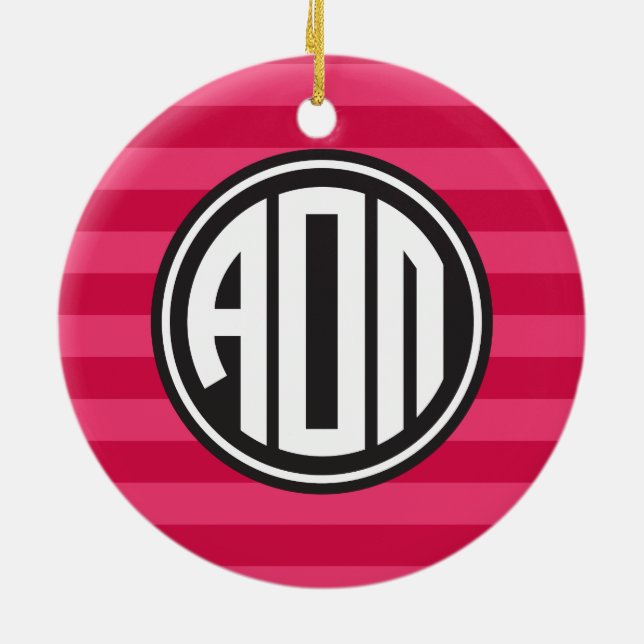 Alpha Omicron Pi | Monogram Stripe Pattern Ceramic Ornament (Back)