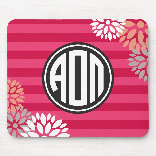 Alpha Omicron Pi | Monogram Stripe Pattern Mouse Pad (Front)