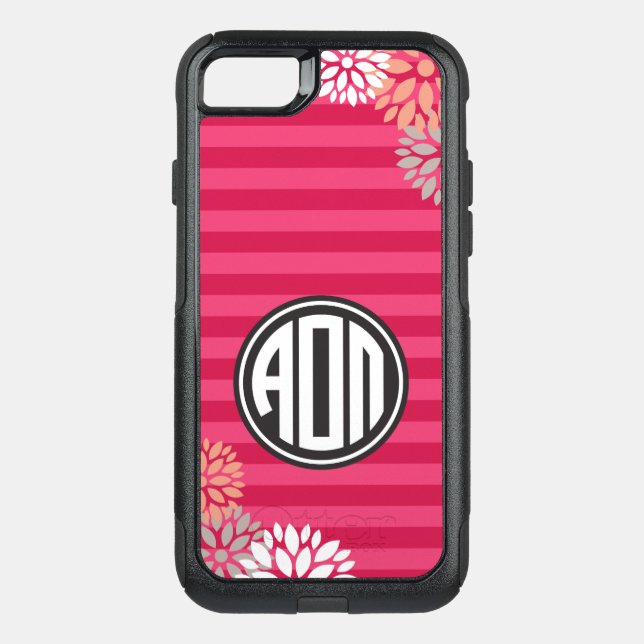 Alpha Omicron Pi | Monogram Stripe Pattern Otterbox iPhone Case (Back)