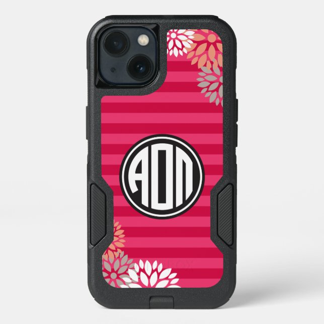 Alpha Omicron Pi | Monogram Stripe Pattern Otterbox iPhone Case (Back)