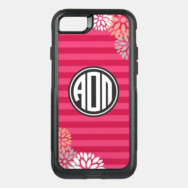 Alpha Omicron Pi | Monogram Stripe Pattern Otterbox iPhone Case (Back)
