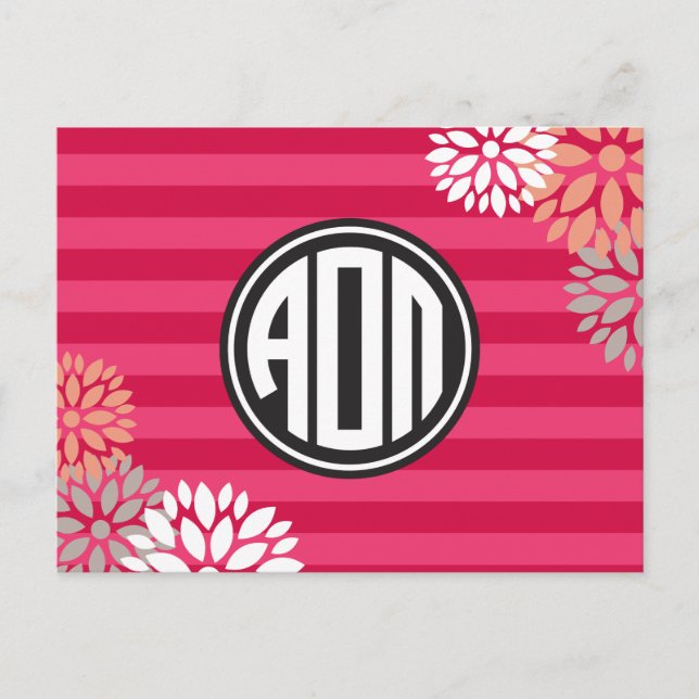 Alpha Omicron Pi | Monogram Stripe Pattern Postcard (Front)