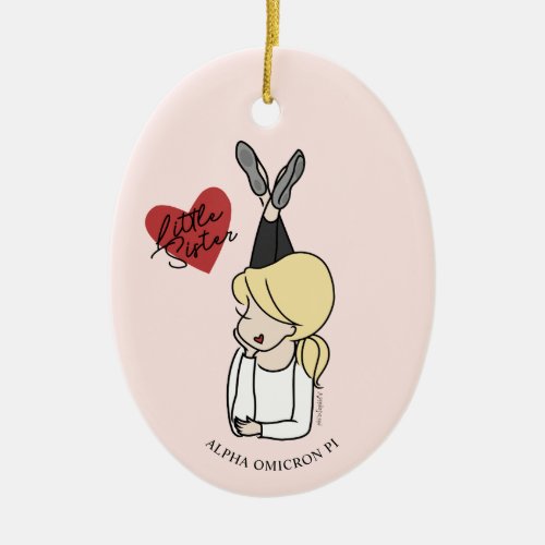 Alpha Omicron Pi  Sorority Little Sis Avatar Ceramic Ornament