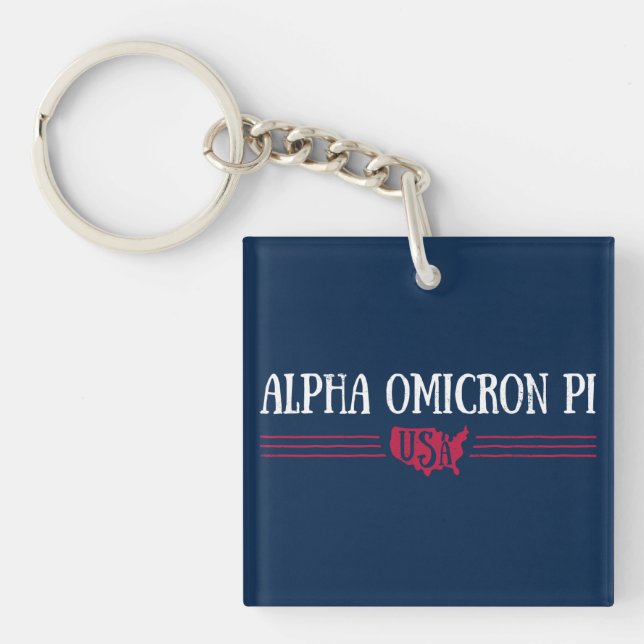 Alpha Omicron Pi USA Keychain (Front)