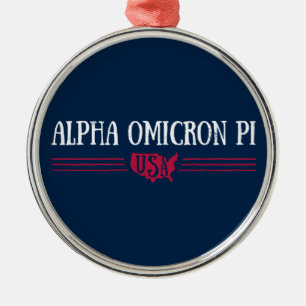 Alpha Omicron Pi USA Metal Ornament