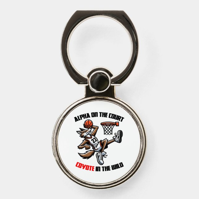 Alpha on the court Coyote in the Wild Phone Ring Stand (Front)