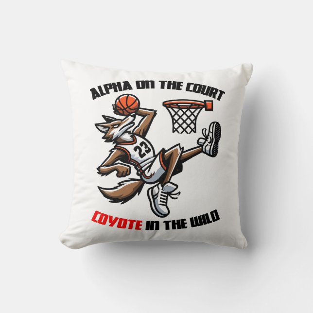Alpha on the court Coyote in the Wild Throw Pillow (Front)