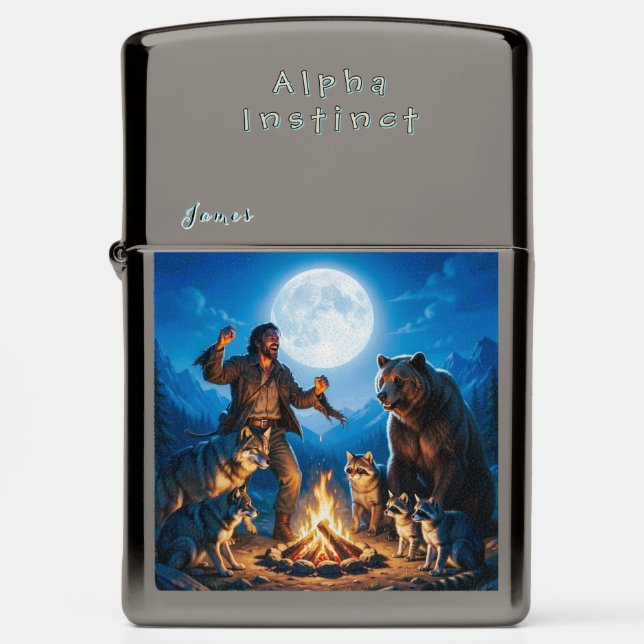 Alpha-Personalized (w/ Name or Initial) Zippo Lighter (Front)