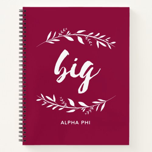 Alpha Phi  Big Wreath Notebook