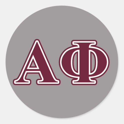 Alpha Phi Bordeaux Letters Classic Round Sticker
