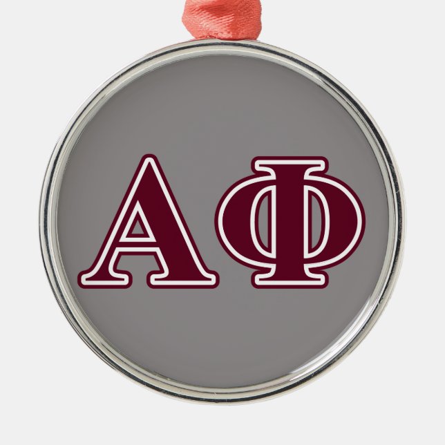 Alpha Phi Bordeaux Letters Metal Ornament (Front)