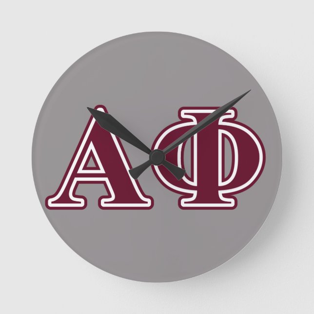 Alpha Phi Bordeaux Letters Round Clock (Front)
