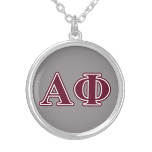 Alpha Phi Bordeaux Letters Silver Plated Necklace