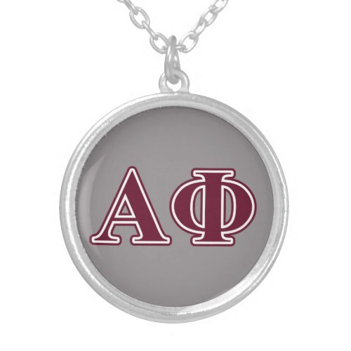 Alpha Phi Bordeaux Letters Silver Plated Necklace