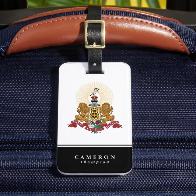 Alpha Phi Crest Luggage Tag (Front Insitu 2)