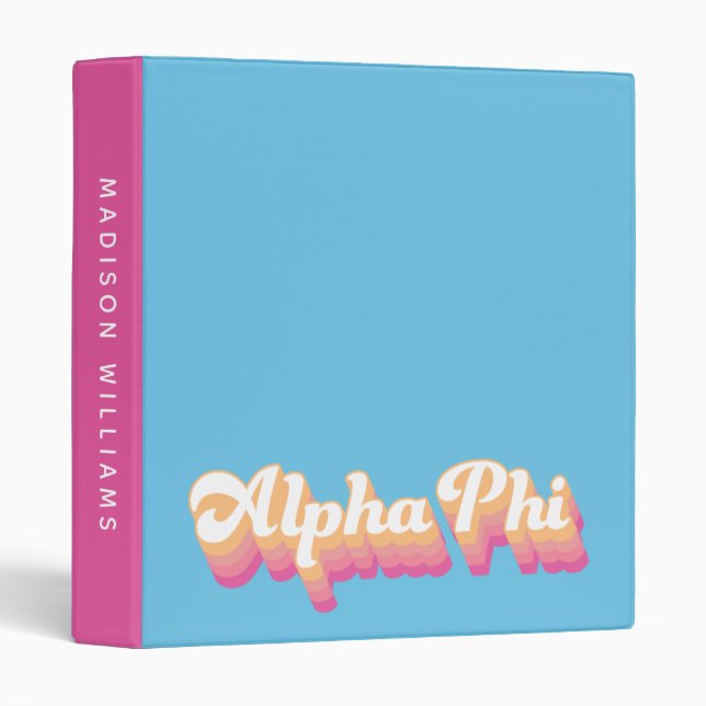 Alpha Phi | Groovy Script 3 Ring Binder (Front/Spine)