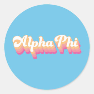 Alpha Phi Groovy Script Classic Round Sticker