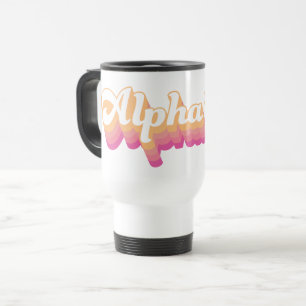 Alpha Phi   Groovy Script Travel Mug