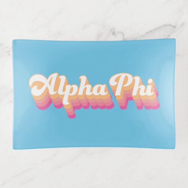 Alpha Phi | Groovy Script Trinket Tray (Front)