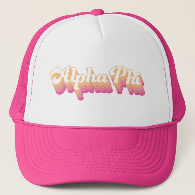 Alpha Phi | Groovy Script Trucker Hat (Front)