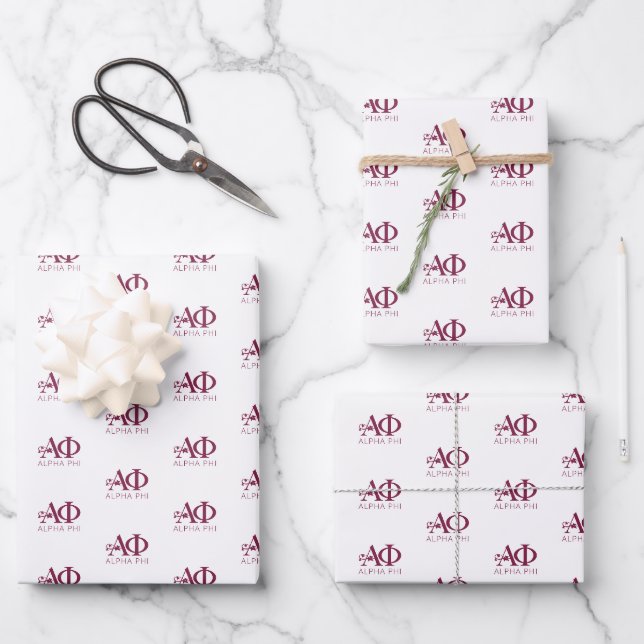 Alpha Phi Ivy Letters Wrapping Paper Sheets (Front)