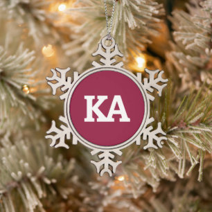 Alpha Phi Letters Snowflake Pewter Christmas Ornament
