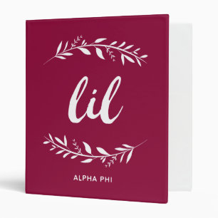 Alpha Phi Lil Wreath 3 Ring Binder