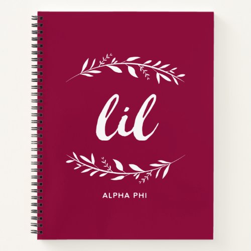 Alpha Phi  Lil Wreath Notebook