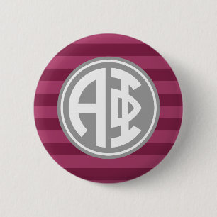 Alpha Phi   Monogram Stripe Pattern Button
