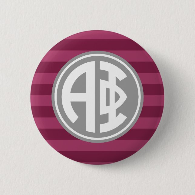 Alpha Phi | Monogram Stripe Pattern Button (Front)